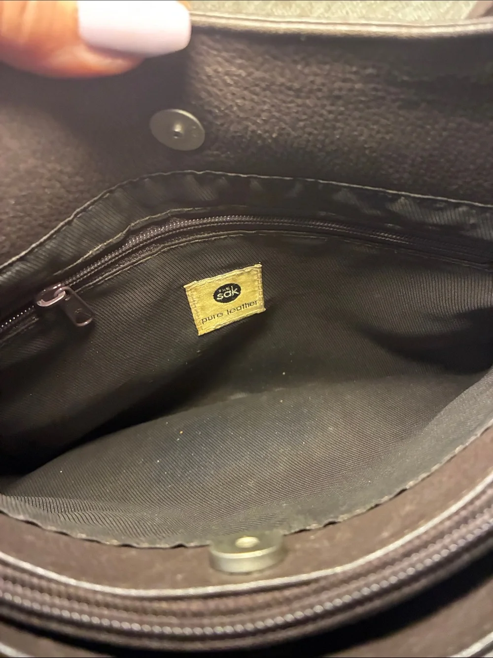 The Sak Dark Brown Pebbled Leather Messenger Bag